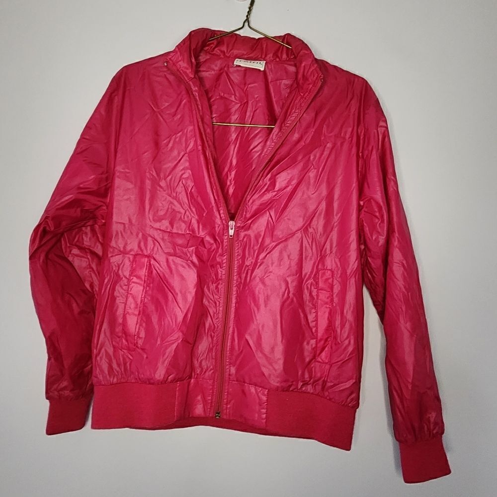 Izod Windbreaker Jacket Medium Zipper Nylon Pink Woman's